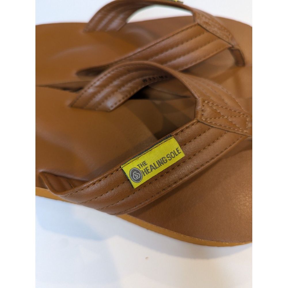 The Healing Sole Original Tan Leather Orthotic Thong‎ Flip Flops  W9.5 M8 Unisex - Picture 6 of 8